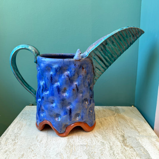 Large Vintage Studio Pottery Pitcher signed Flyn