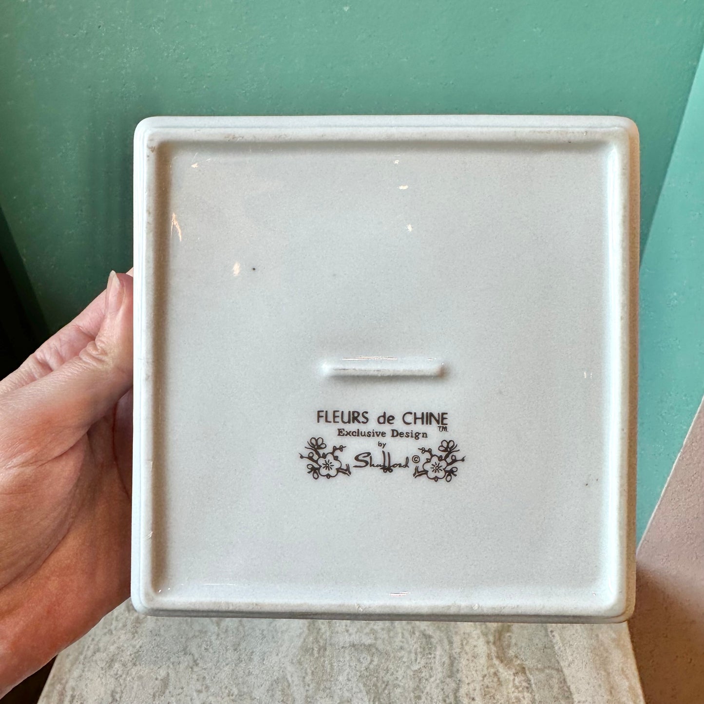 Vintage Porcelain Square Trinket Box by Shafford