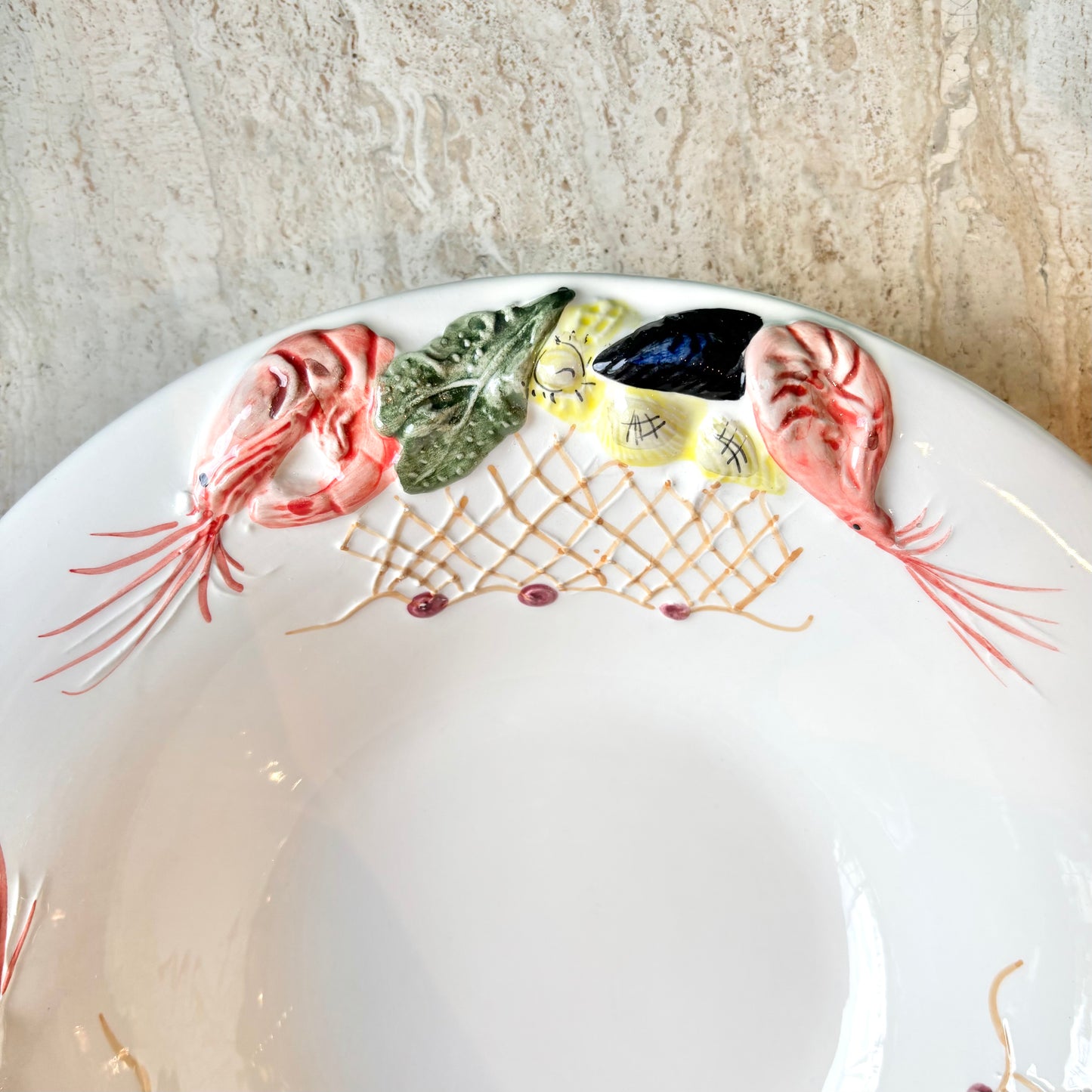 Vintage Portuguese Large Seafood Serving Bowl