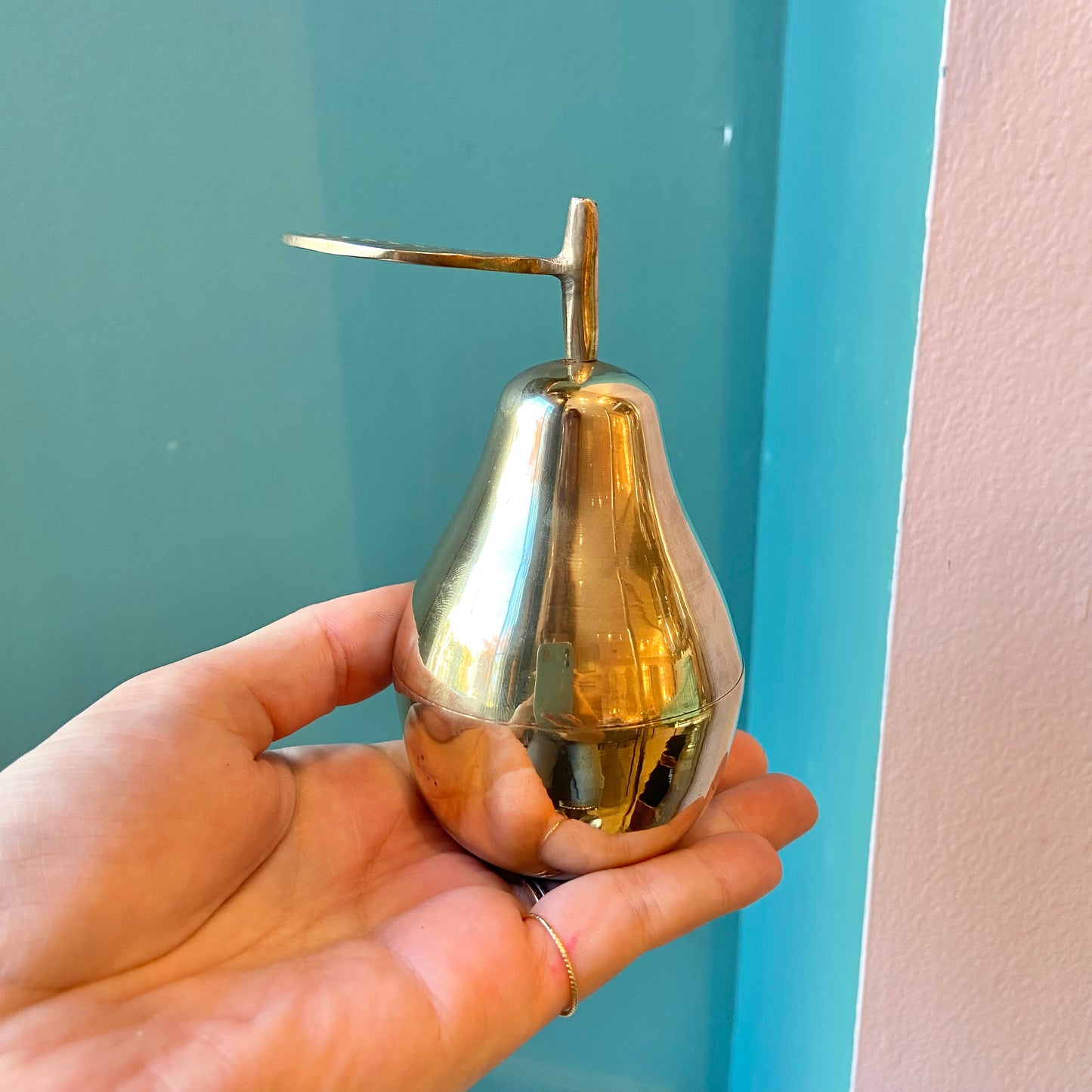 Vintage Brass Pear Trinket Box
