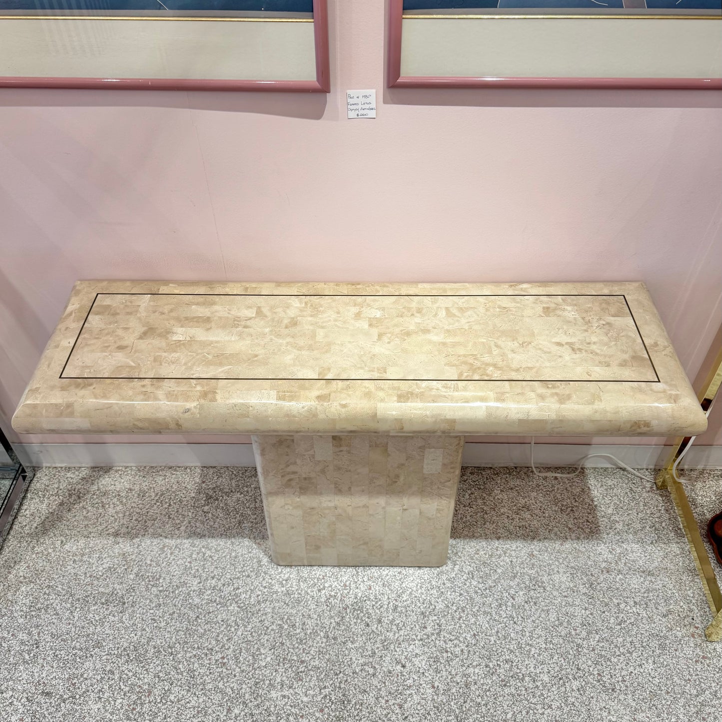 Vintage Maitland Smith Style Tessellated Stone Console Table
