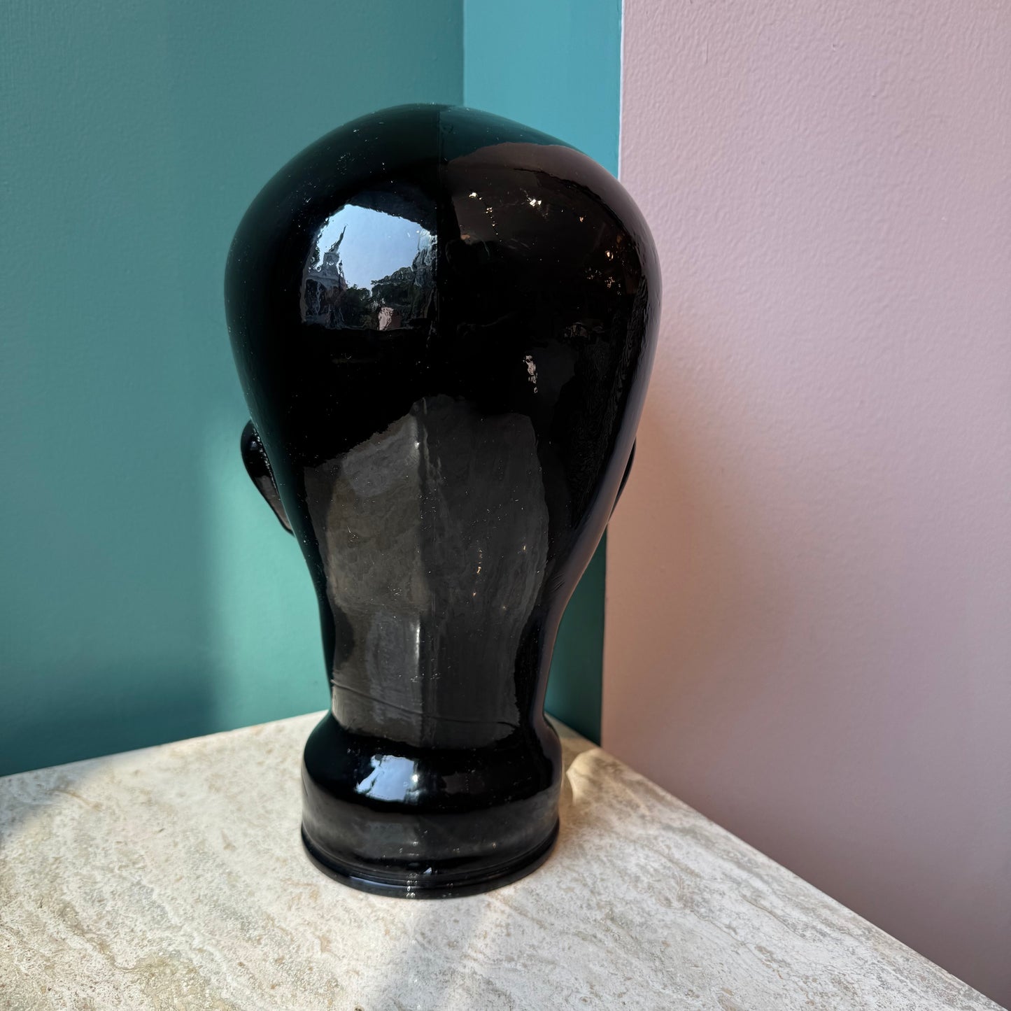 Vintage Black Glass Mannequin Head