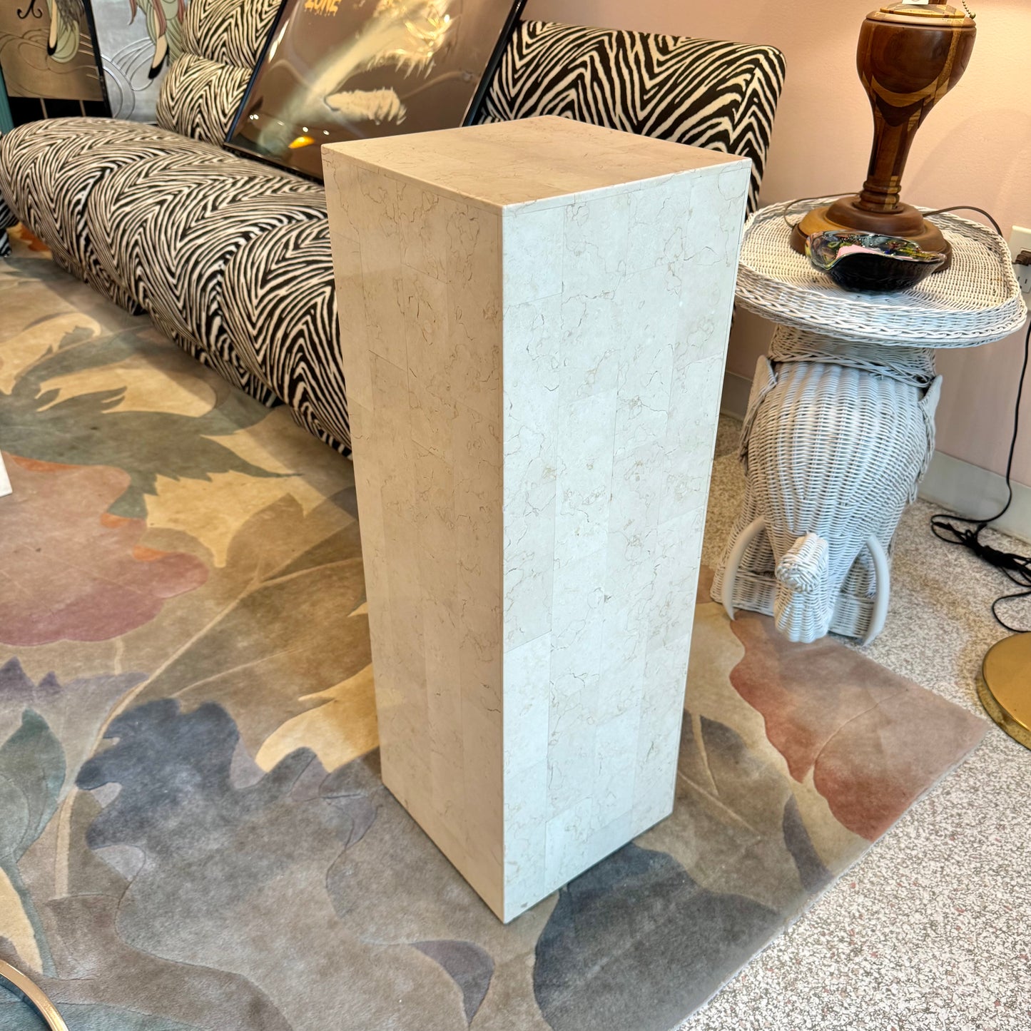 Vintage Square Travertine Pedestal