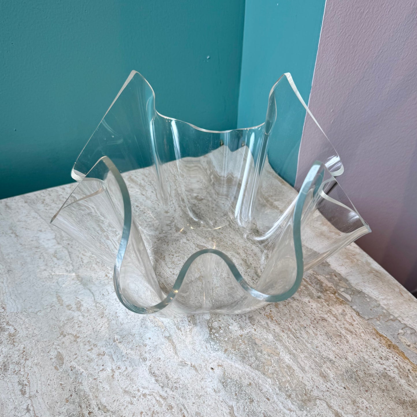Vintage Lucite Handkerchief Bowl