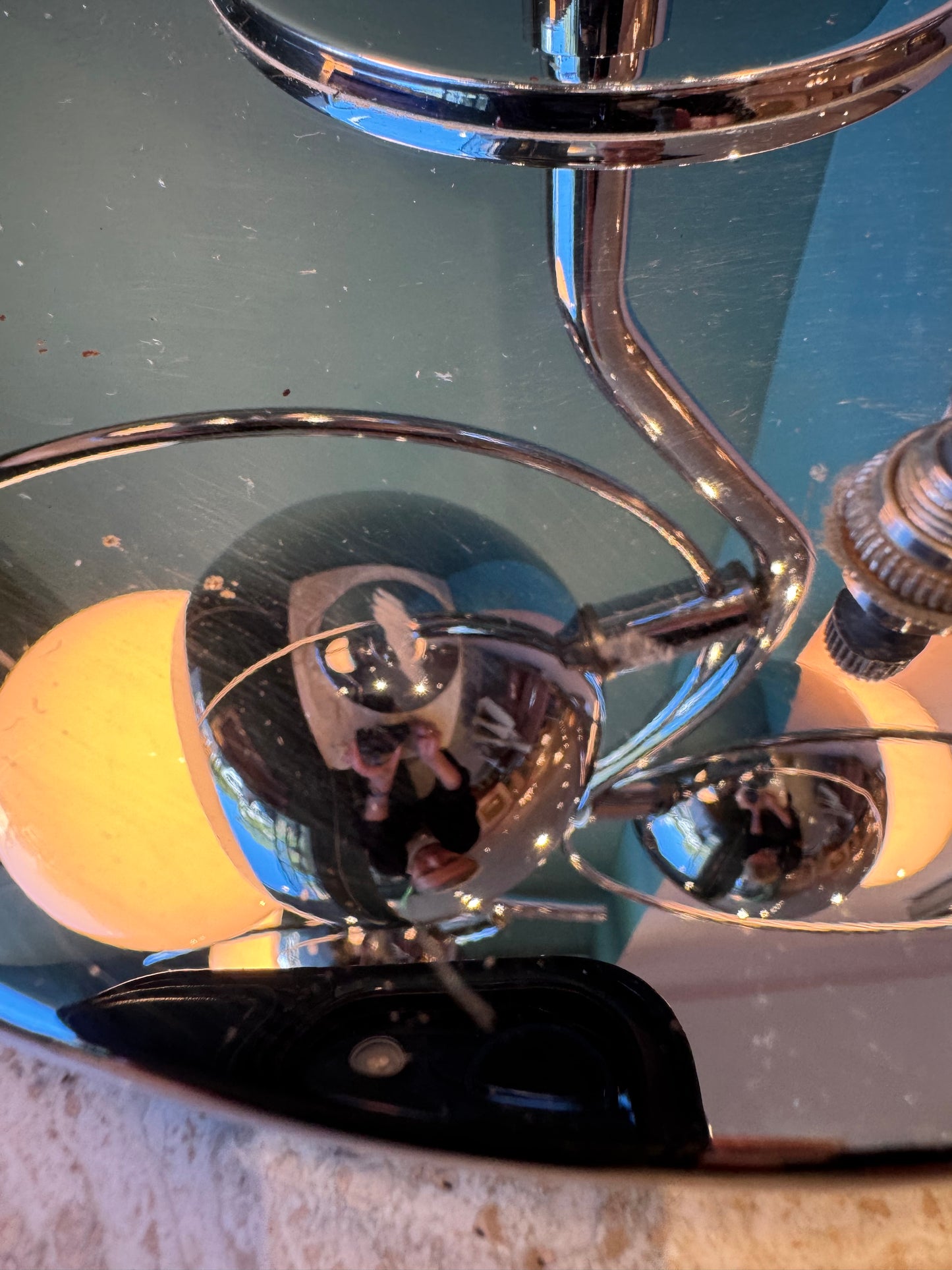 Vintage Robert Sonneman Style Three Globe Chrome Space Age Lamp