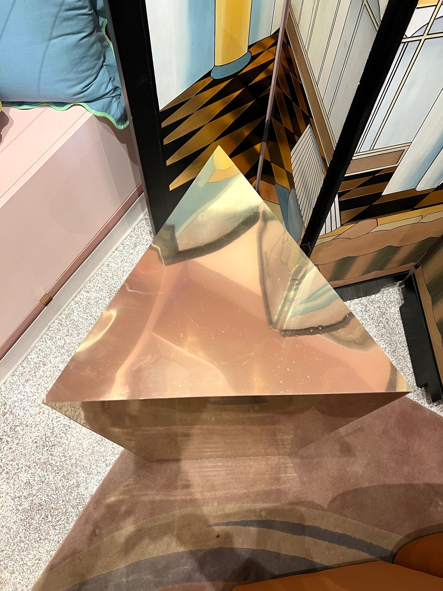 Vintage Curtis Jere Style Brass Triangular Pedestal