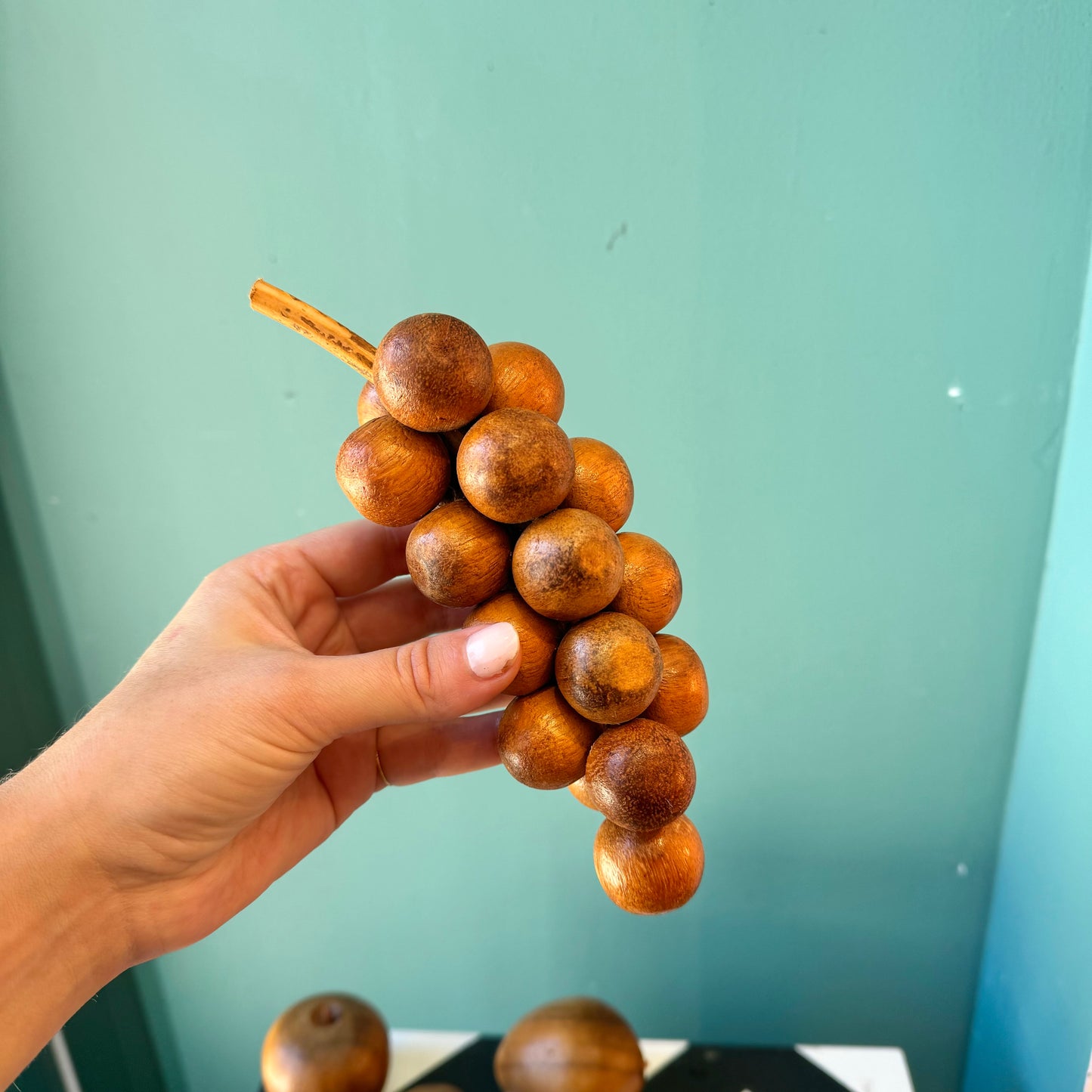 Mid Century Carved Monkey Pod Wooden Fruit and Bowl