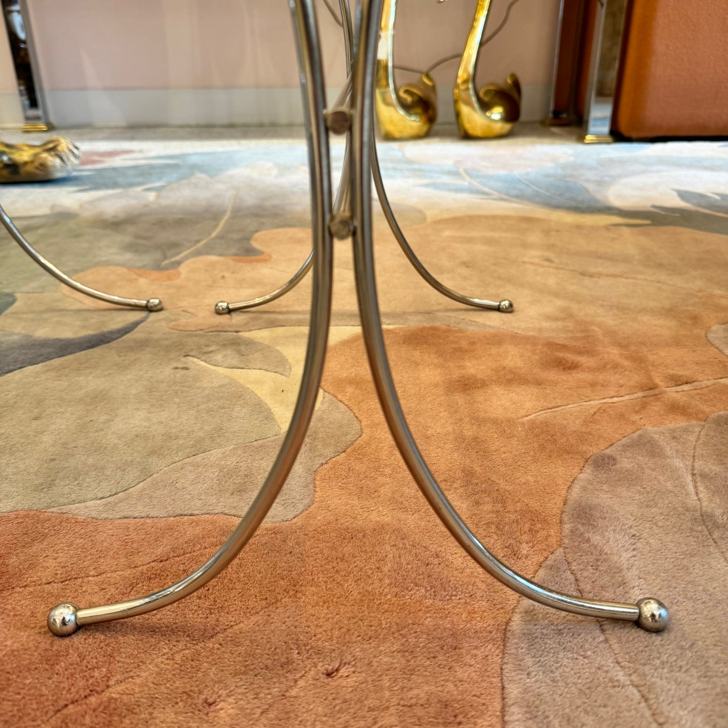 Pair of Vintage Chrome and Glass Nesting Side Tables