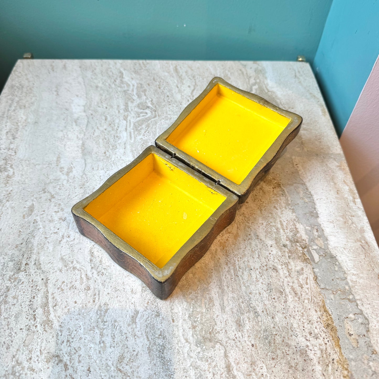 Vintage Square Italian Florentine Trinket Box