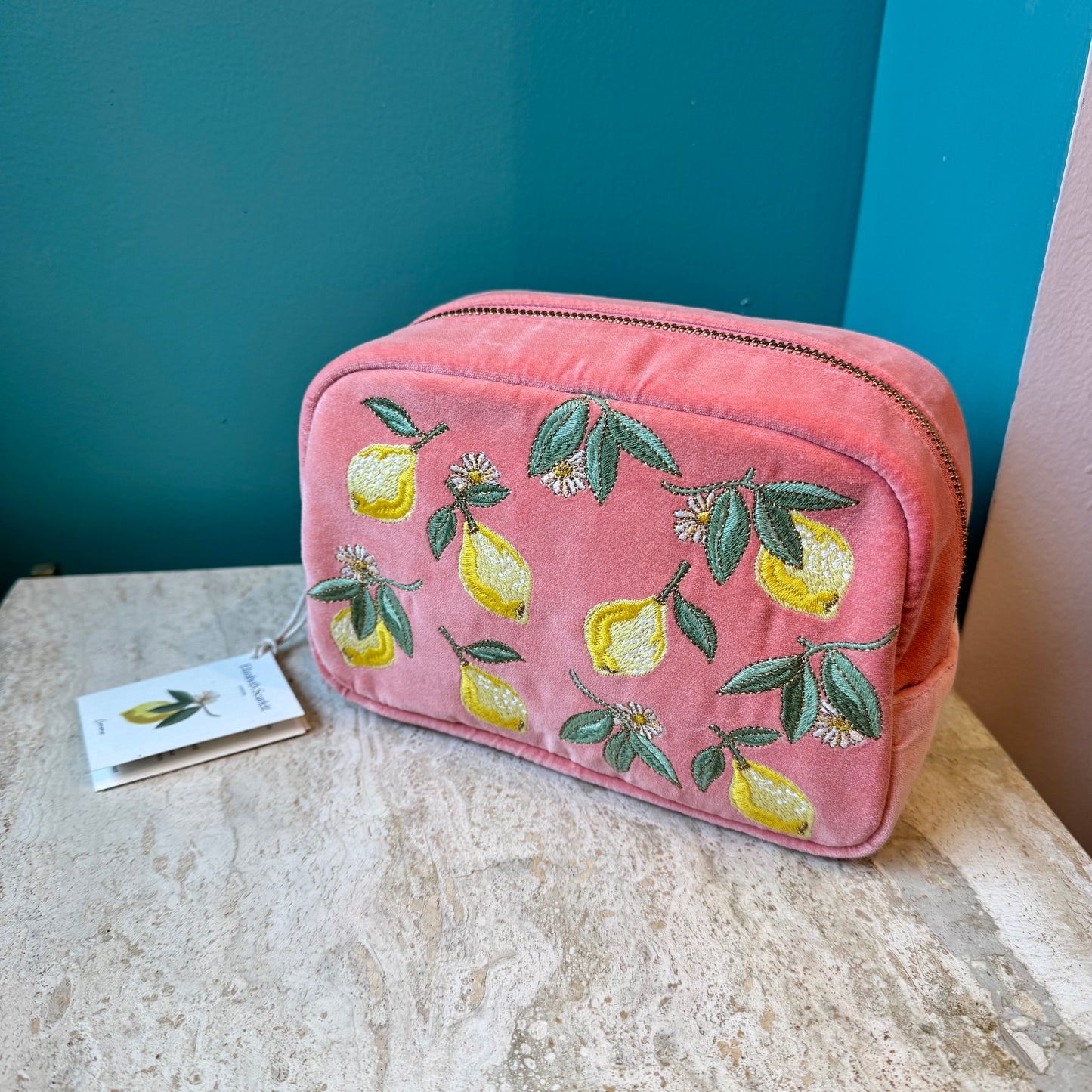 Pink Velvet Lemon Blossom Makeup Bag by Elizabeth Scarlett