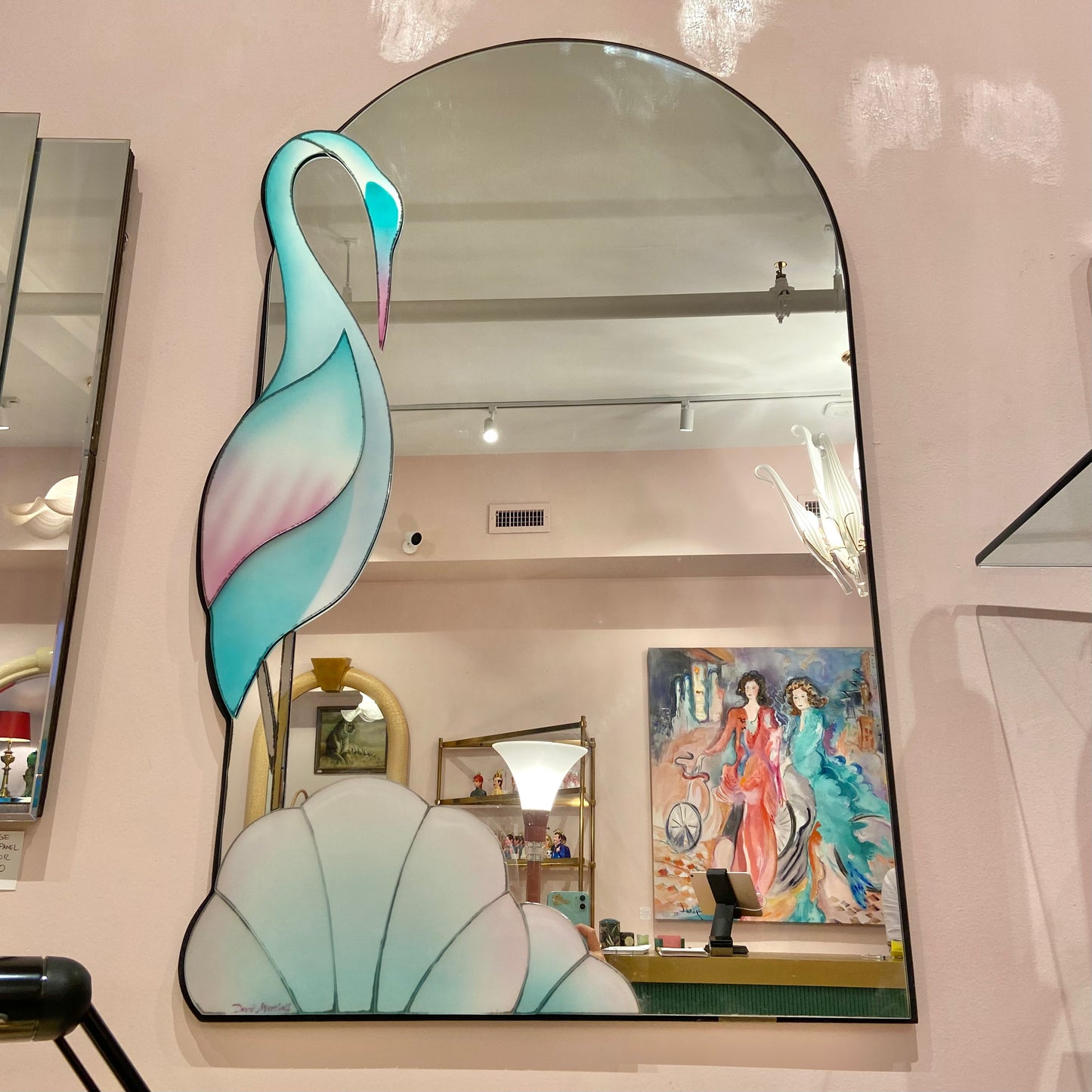 Vintage David Marshall Crane Mirror