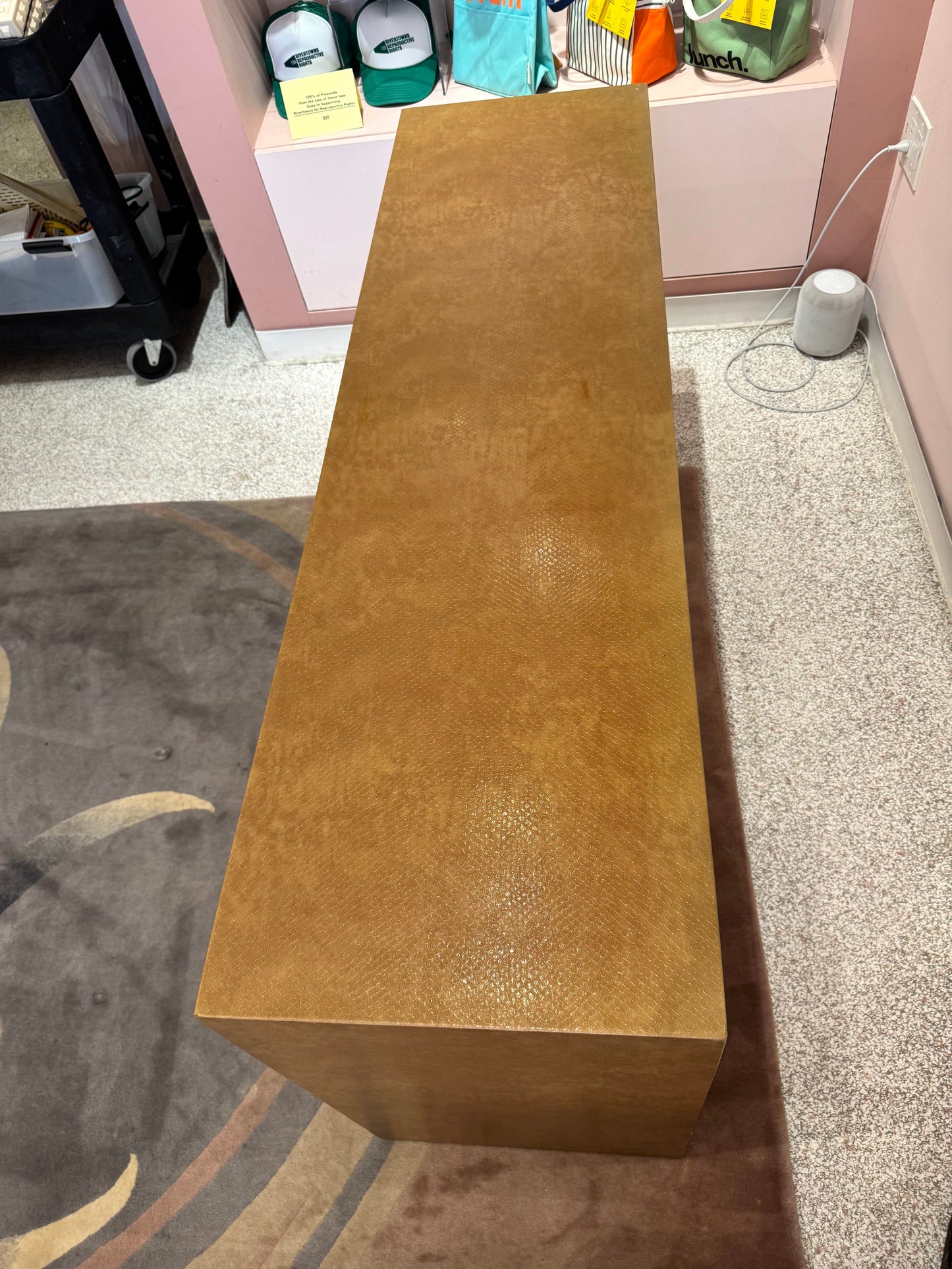 Vintage Karl Springer Style Faux Snake Embossed Console Table
