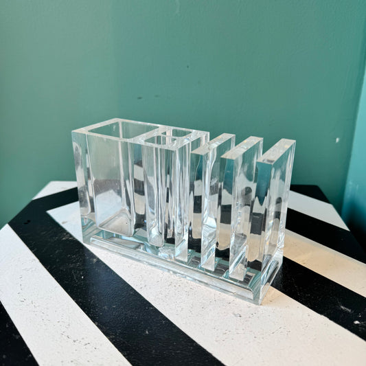 Vintage Lucite Guzzini Letter and Pen Desk Organizer