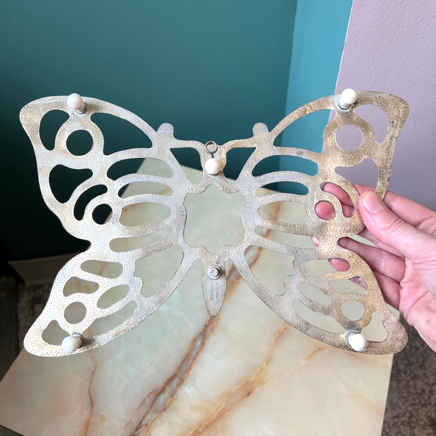 Vintage Silver Plated Butterfly Trivet by Leonard