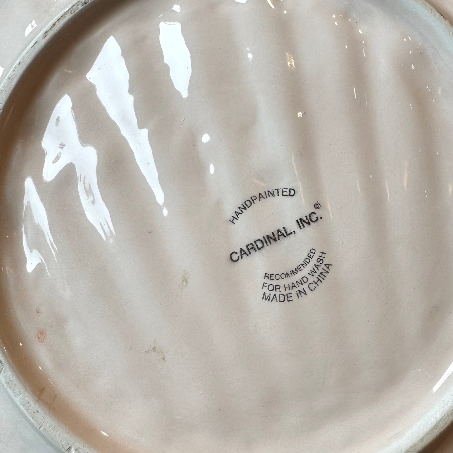 Vintage Large Hand Painted Clam Shell Serving Bowl by Cardinal Inc.