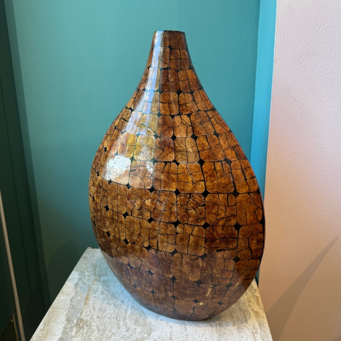 Mid Century Large Pieced Wood Vase