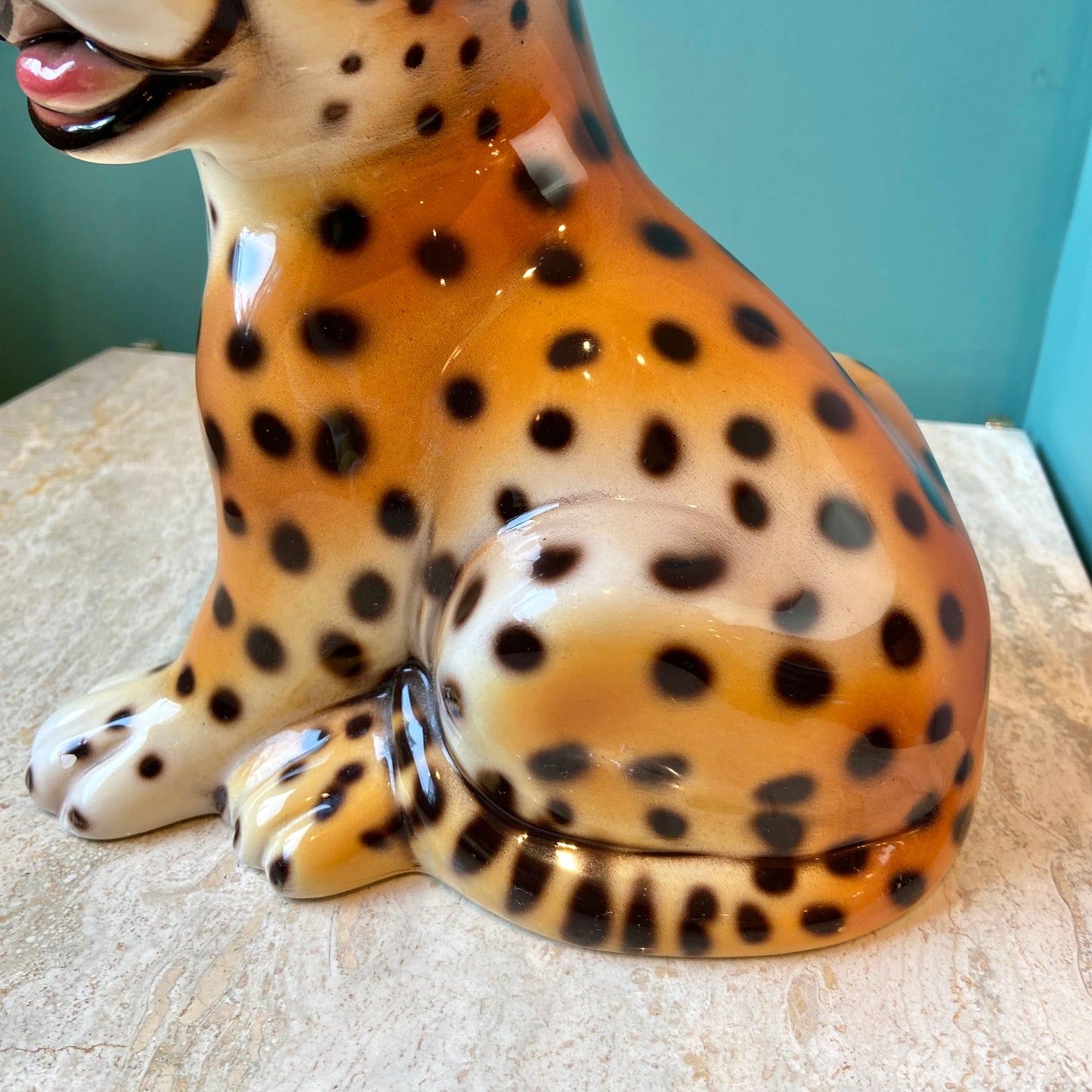 Vintage Italian Cheetah Cub Statue