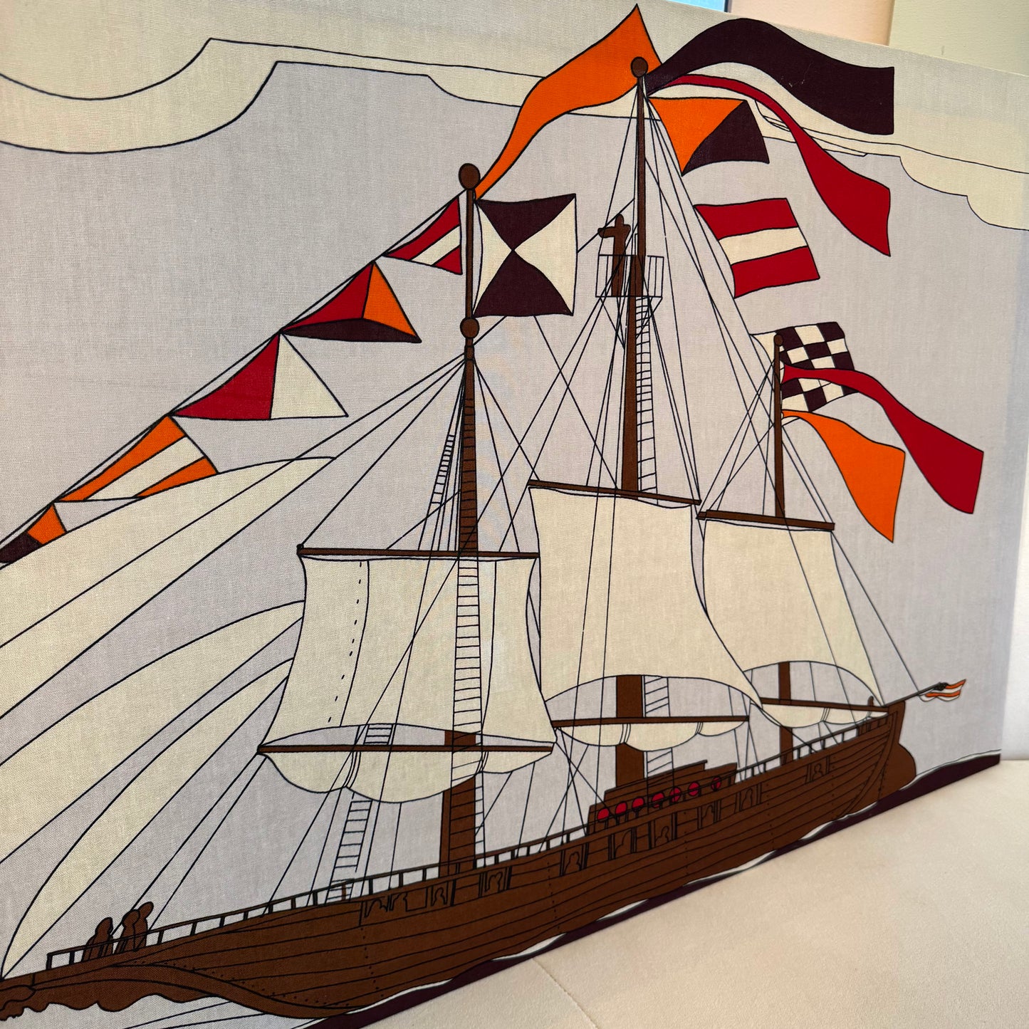 1970’s Sailboat Textile Art by Howard Smith for Vallila of Finland