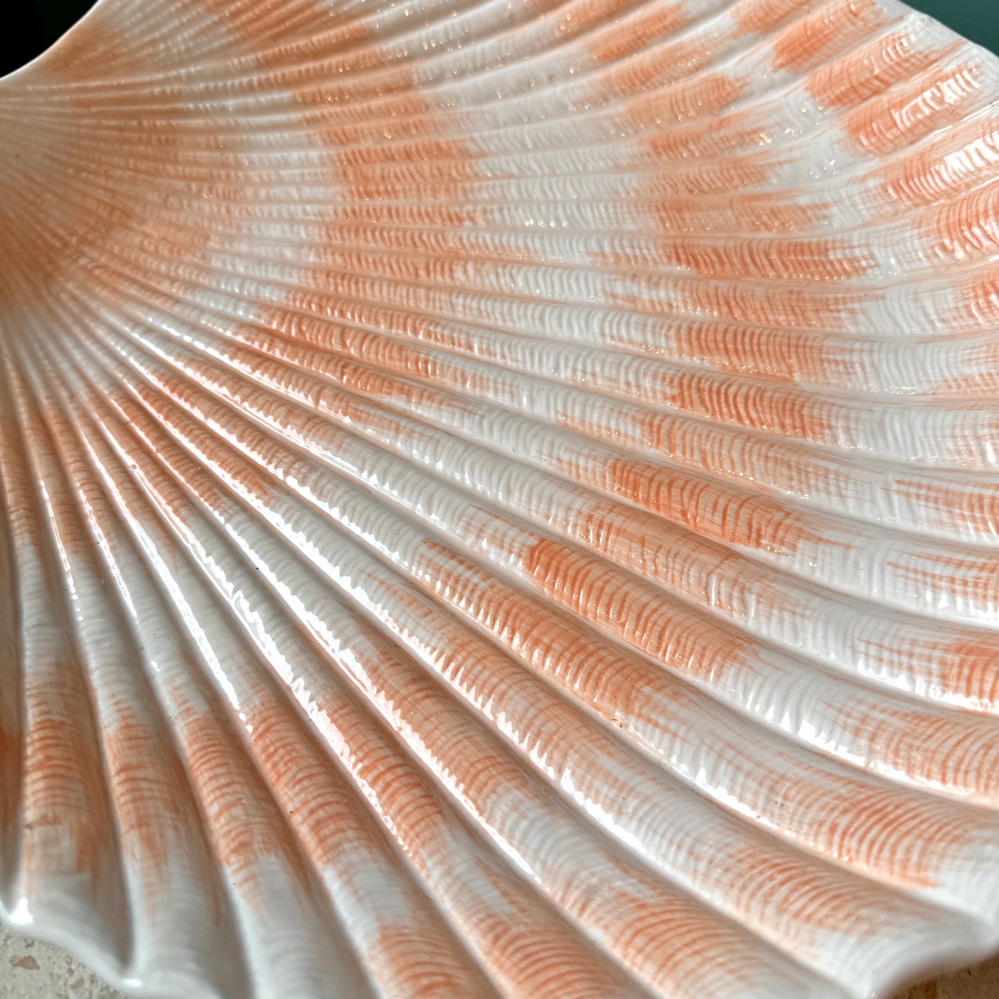 Vintage Large Hand Painted Clam Shell Platter by Cardinal Inc.