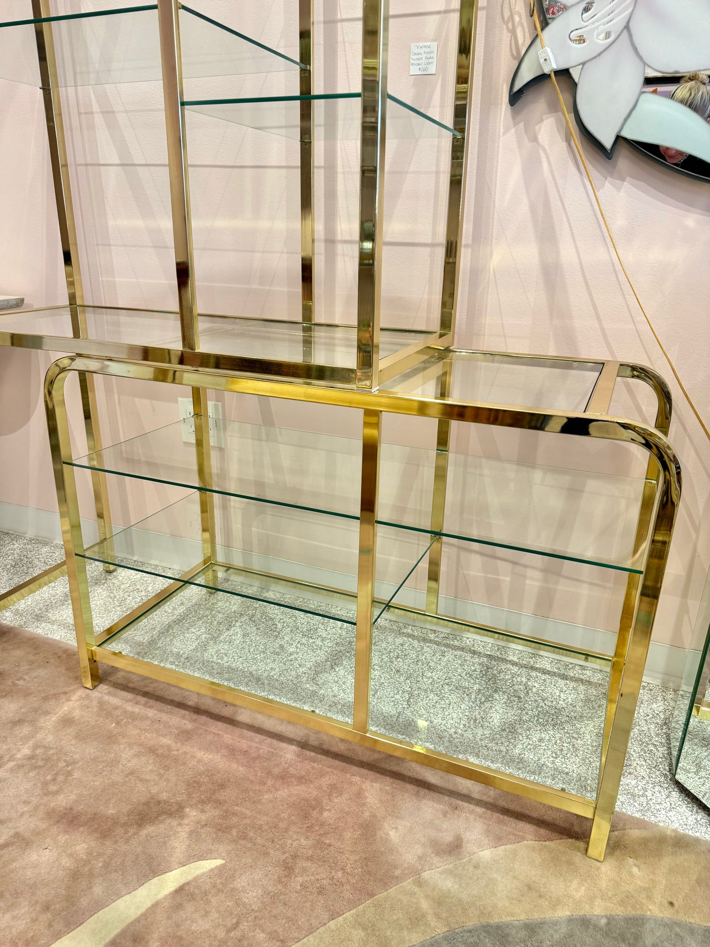 Vintage 1985 Arched Brass and Glass Etagere by DIA
