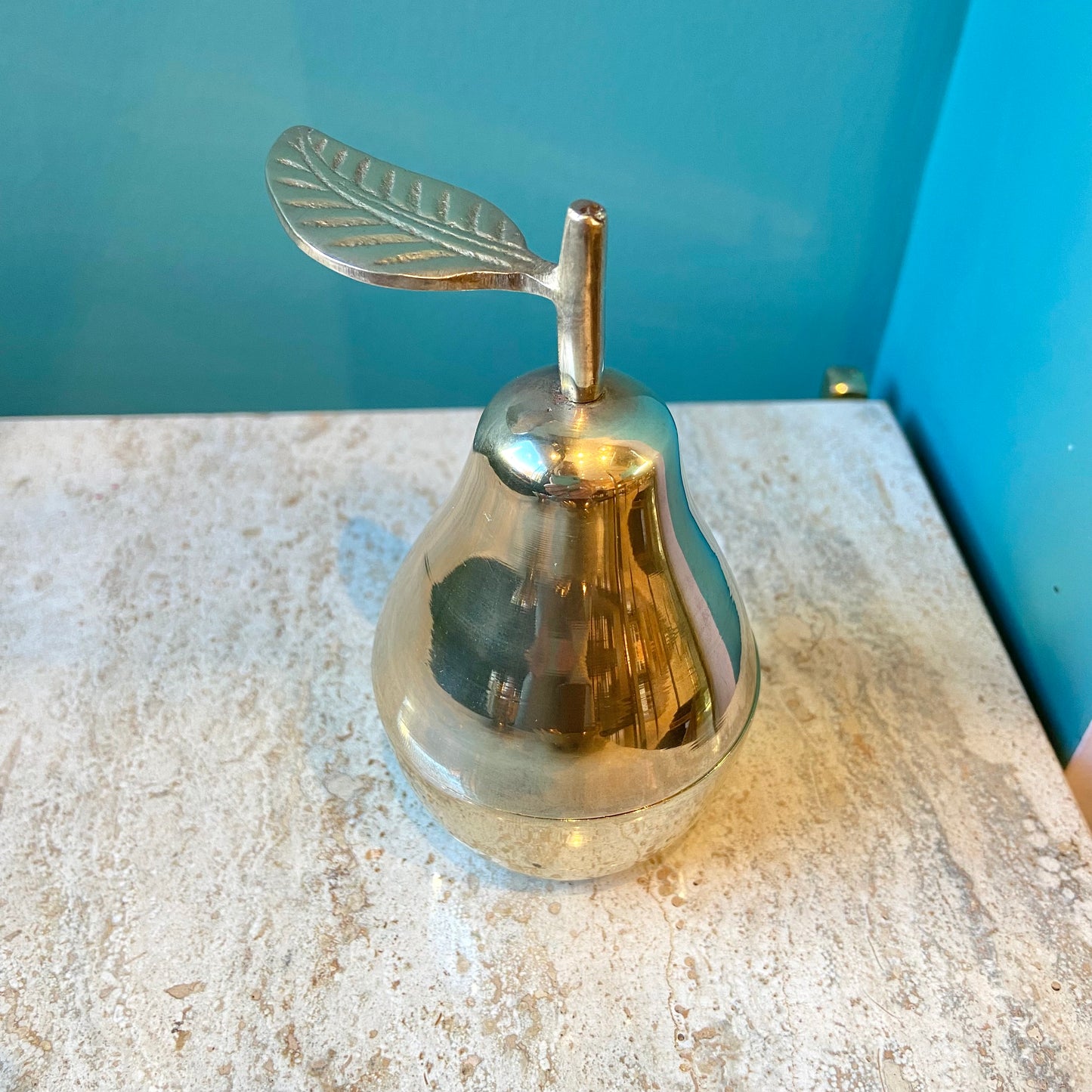 Vintage Brass Pear Trinket Box