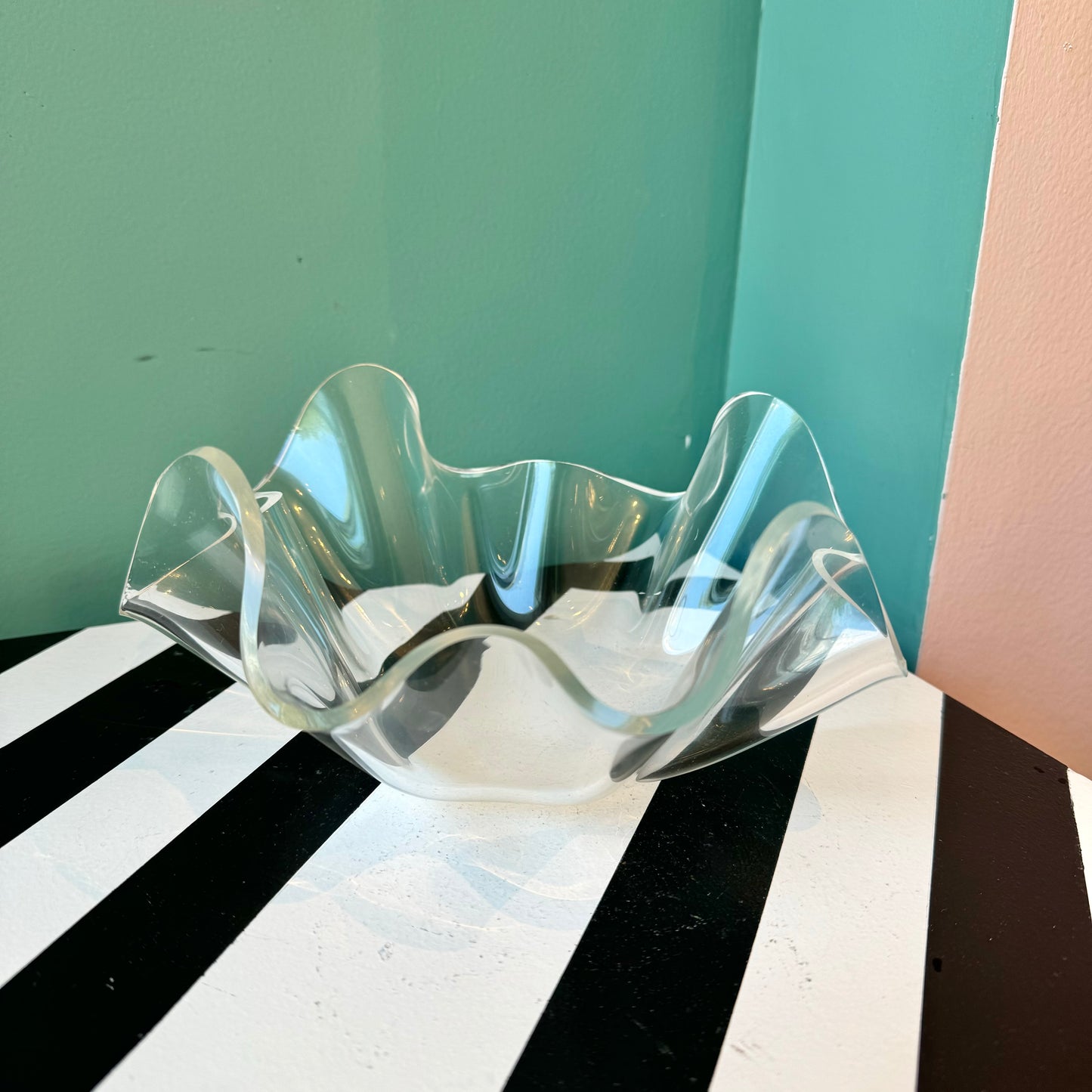 Vintage Clear Lucite Handkerchief Bowl