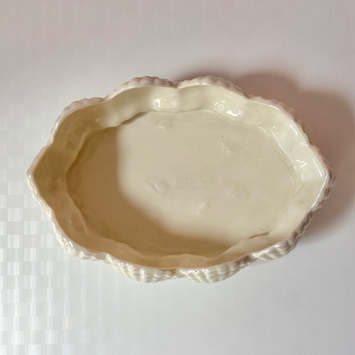 Vintage Opalescent Ceramic Shell Planter Bowl