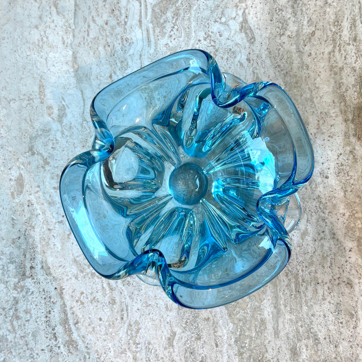 Vintage Blue Glass Ashtay/Bowl