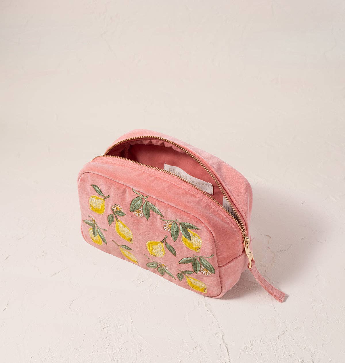Pink Velvet Lemon Blossom Makeup Bag by Elizabeth Scarlett
