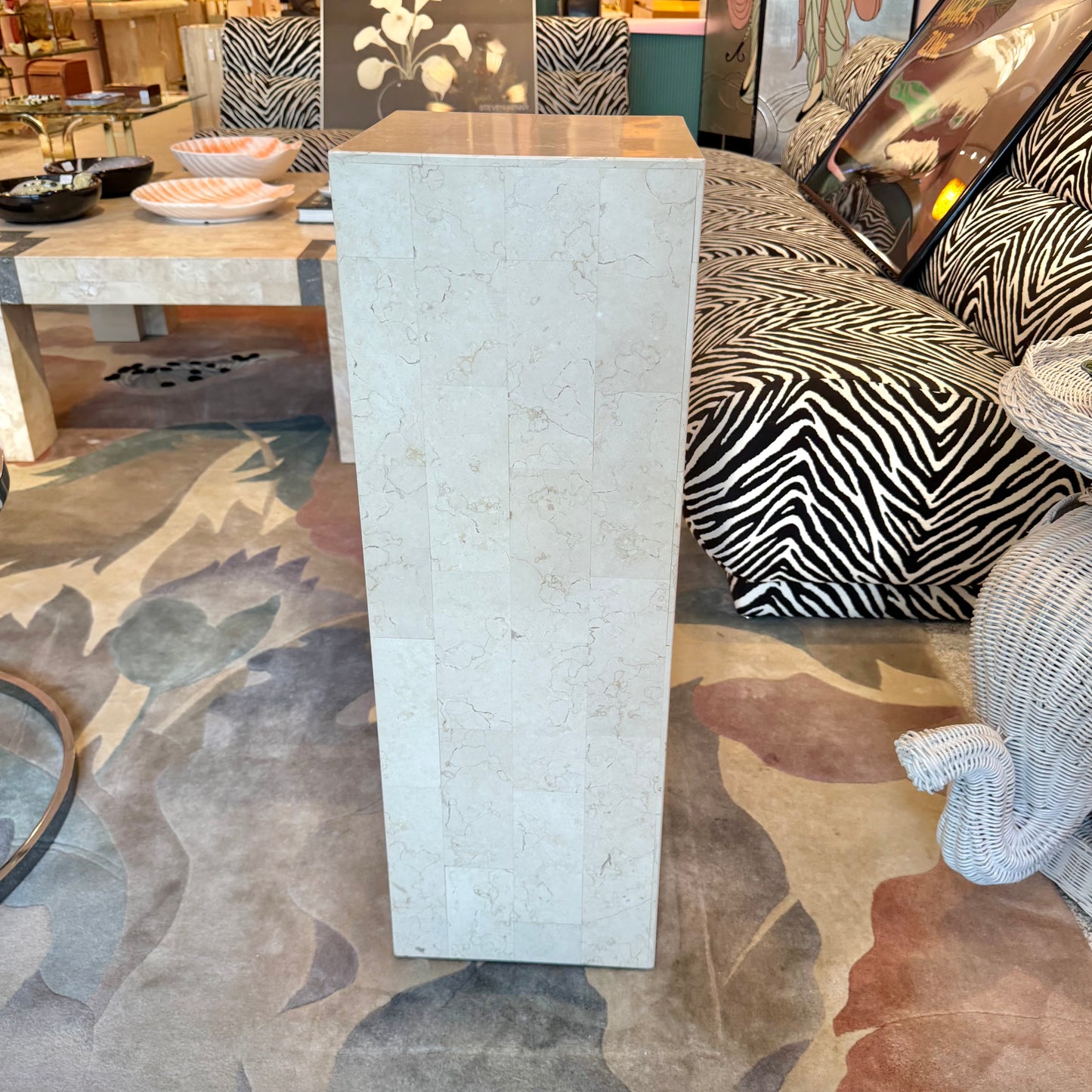 Vintage Square Travertine Pedestal