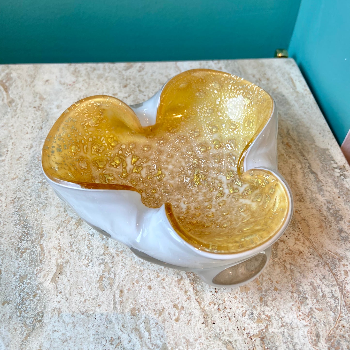 Vintage Hand Blown Murano Glass Gold Cased Ashtray/Catchall
