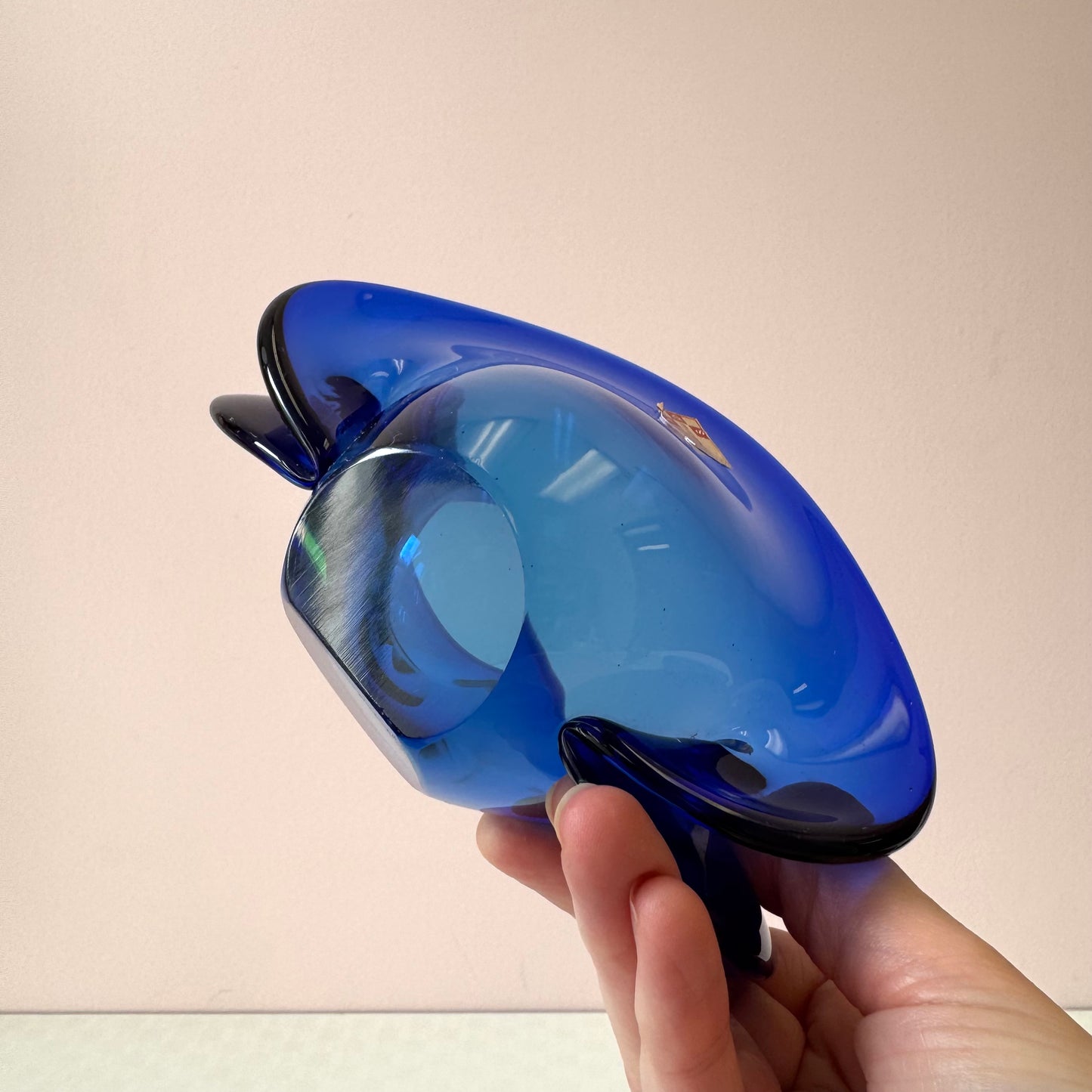 Vintage Murano Glass Blue and Green Clam Shell Bowl