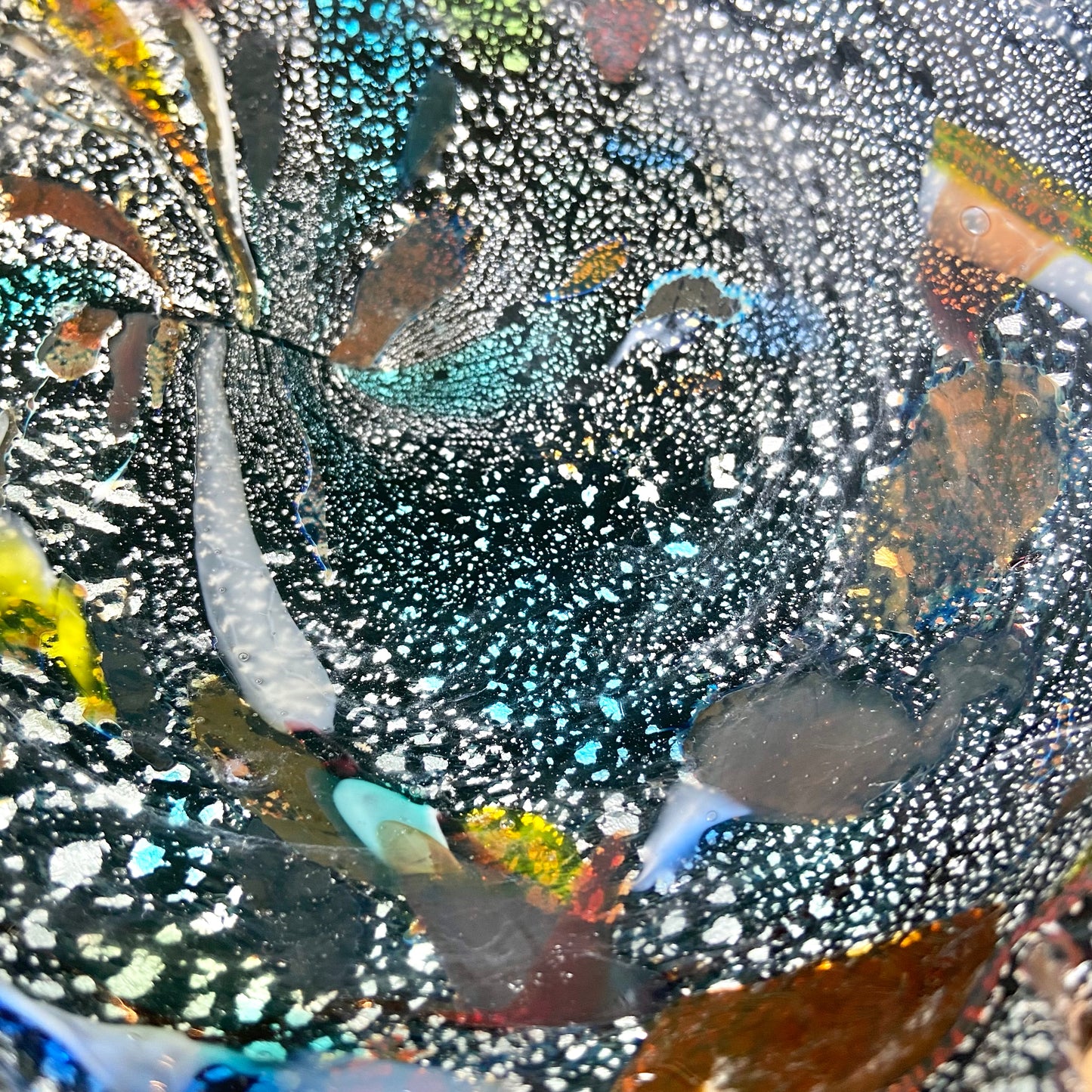 Vintage Colorful Murano Style Hand Blown Glass Bowl