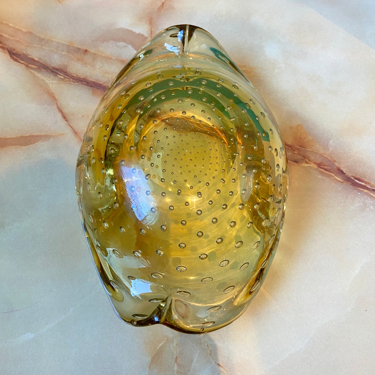 Vintage Yellow Bullicante Glass Ashtray/Catchall