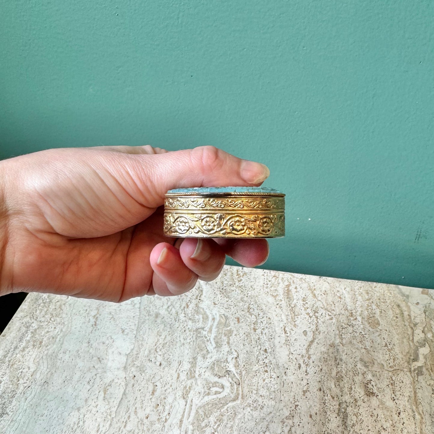 Vintage Italian Micro Mosaic Oval Pill Box