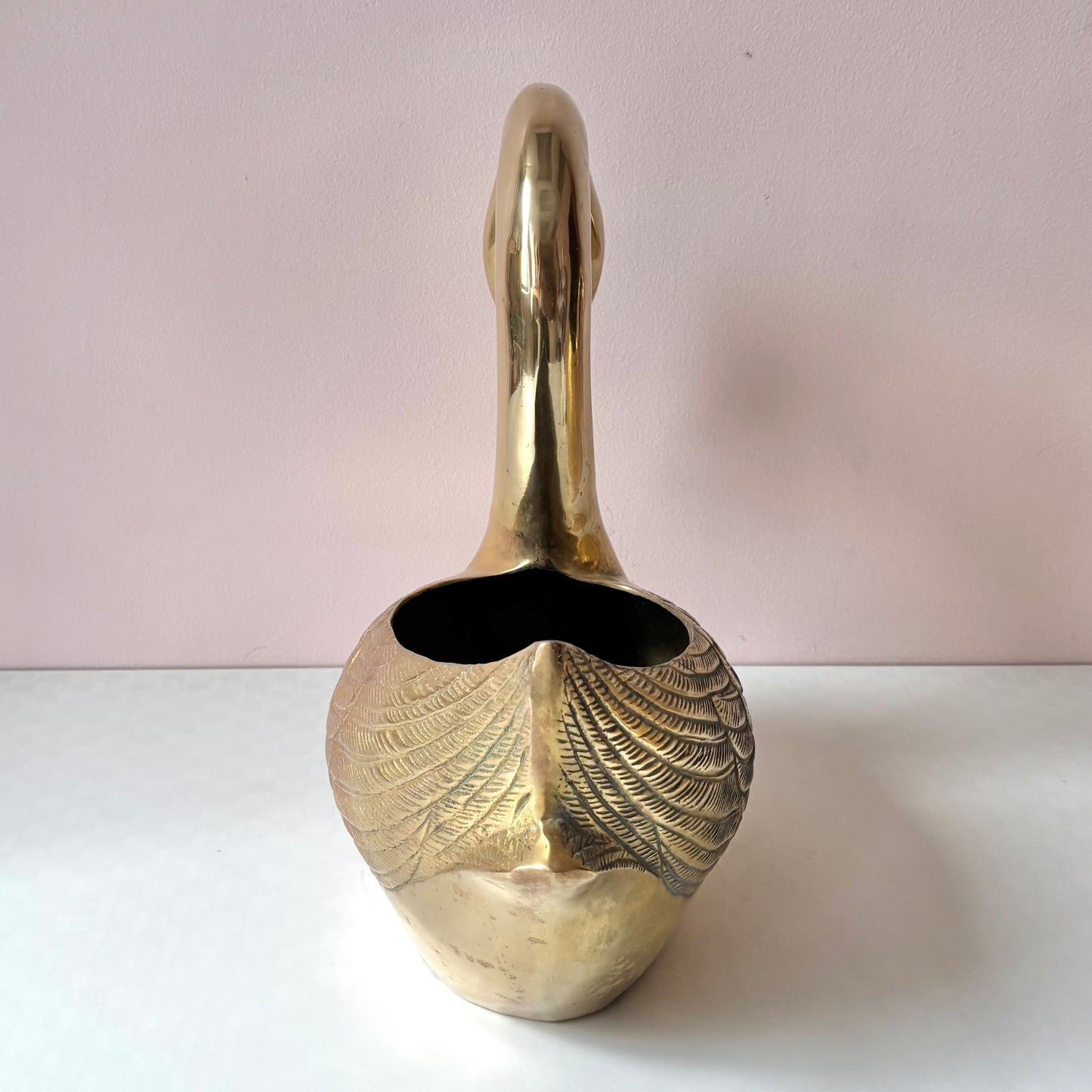 Vintage Large Brass Swan Planter
