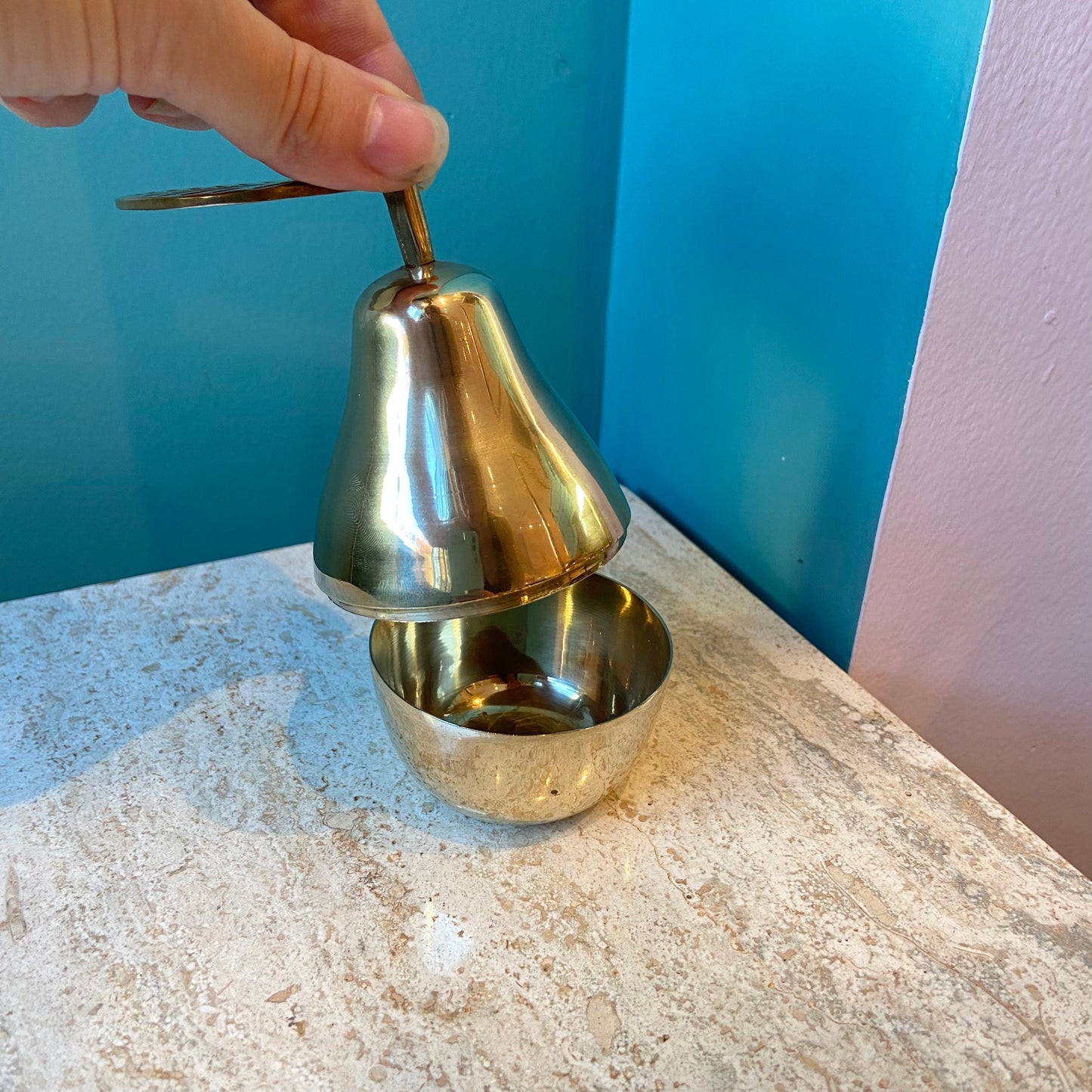 Vintage Brass Pear Trinket Box