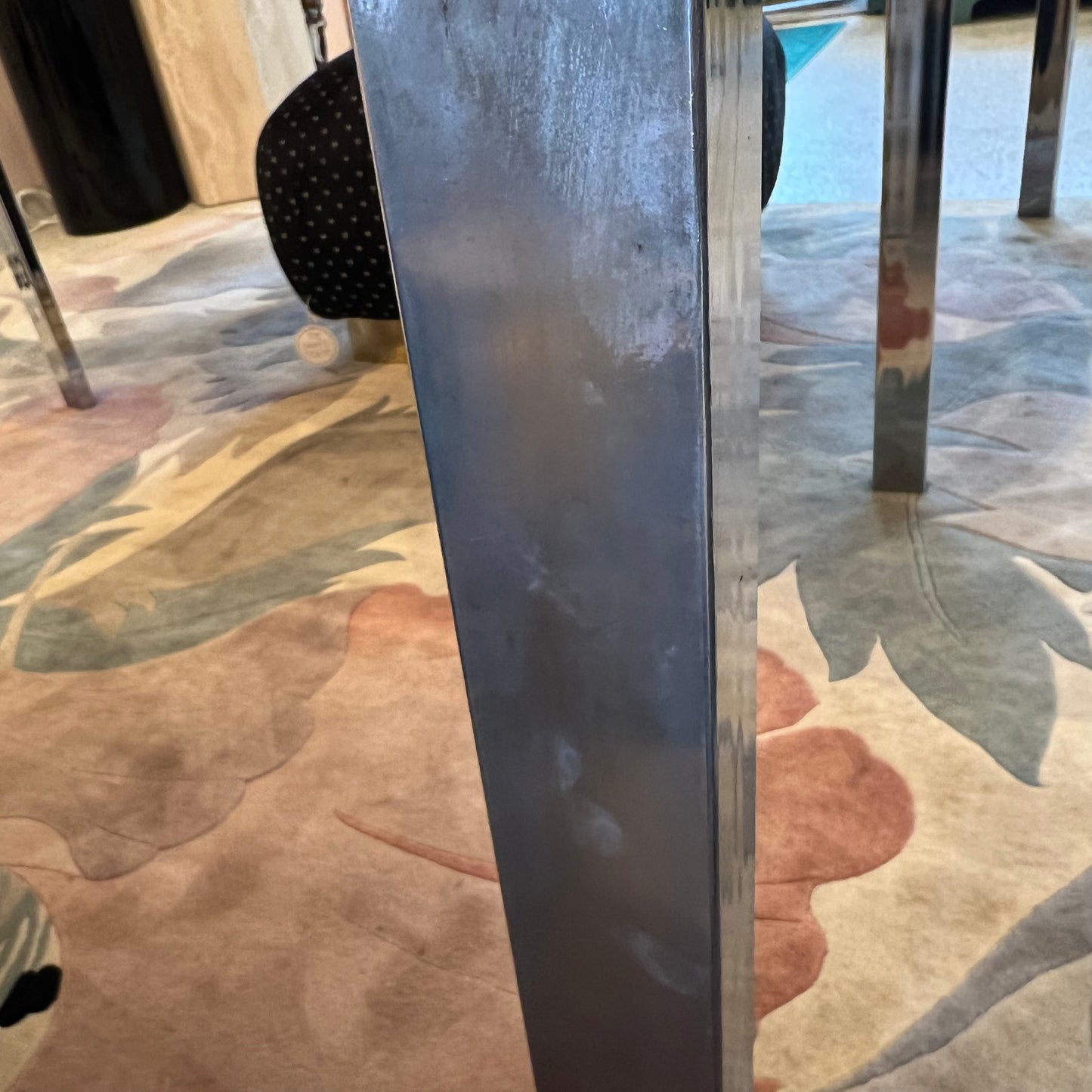1980's Italian Extendable Chrome and Smoked Glass Dining Table