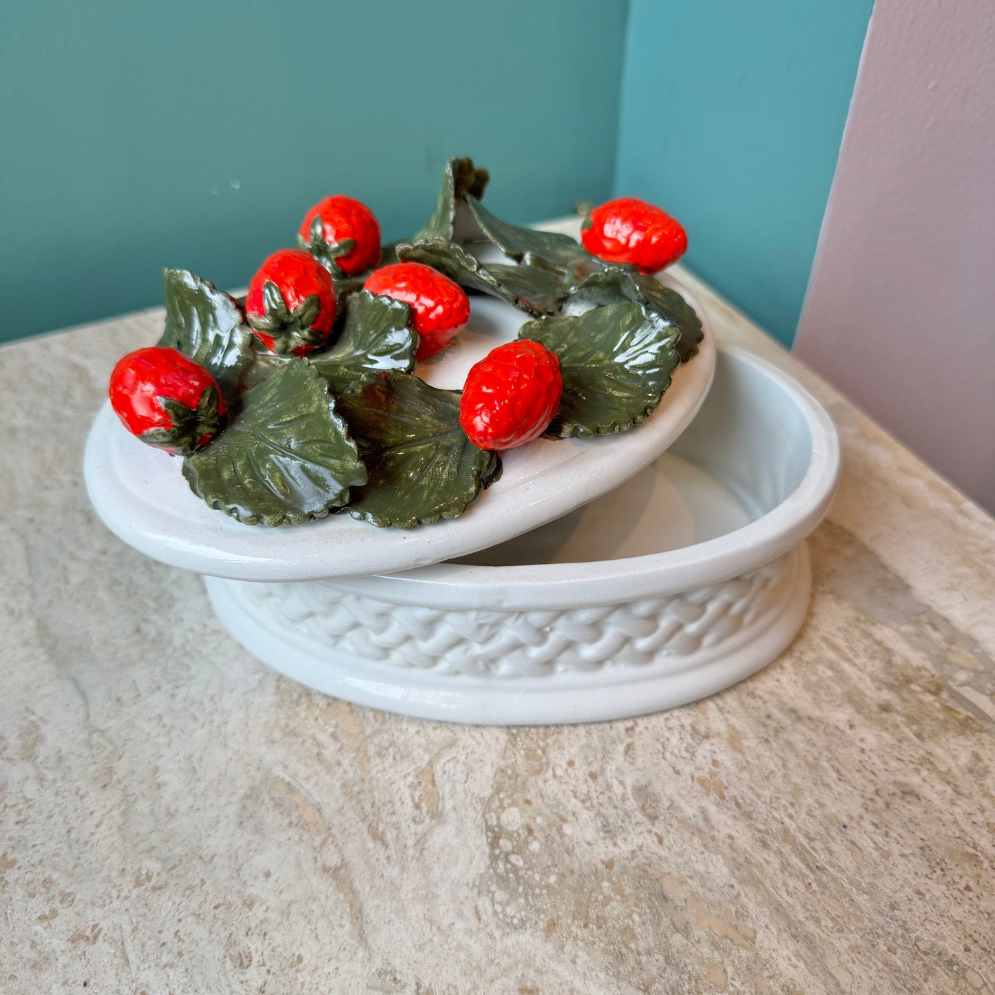 Vintage Ceramic Italian Strawberry Box