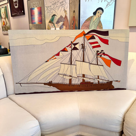 1970’s Sailboat Textile Art by Howard Smith for Vallila of Finland