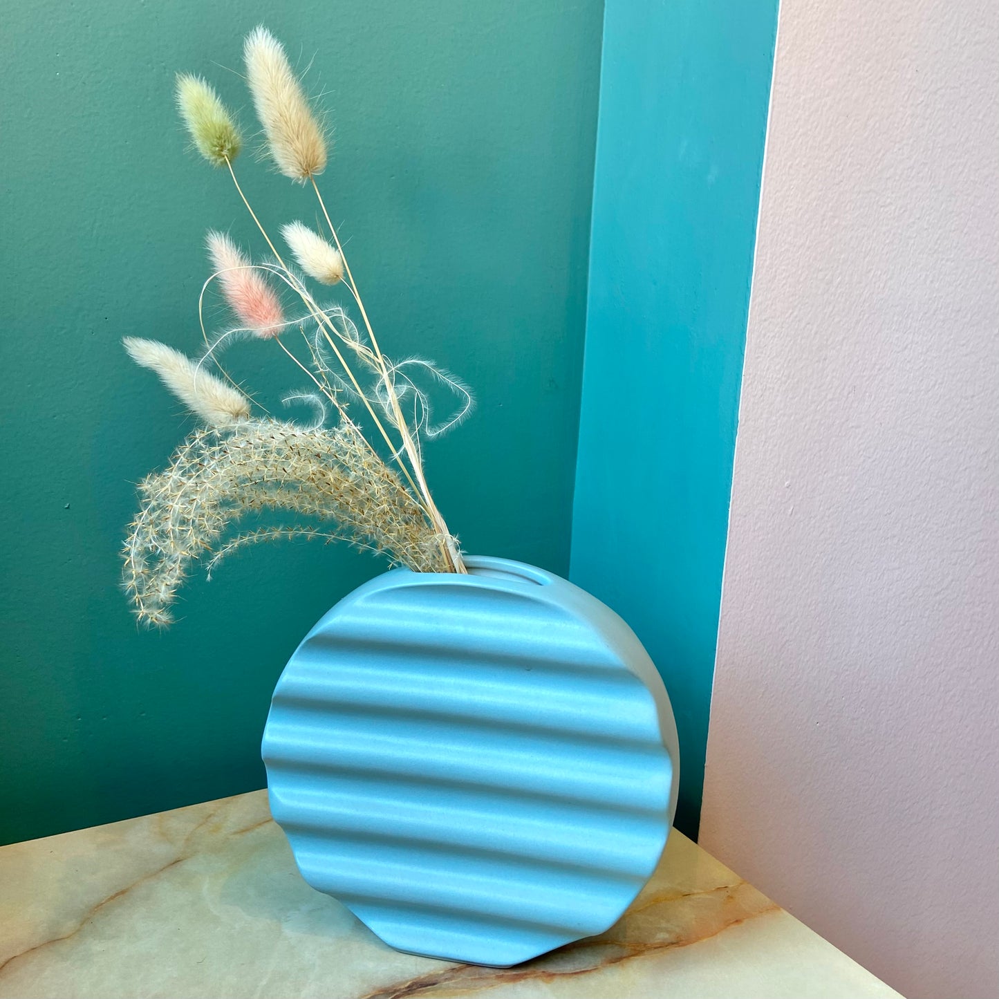 Vintage Circular Ceramic Ripple Vase