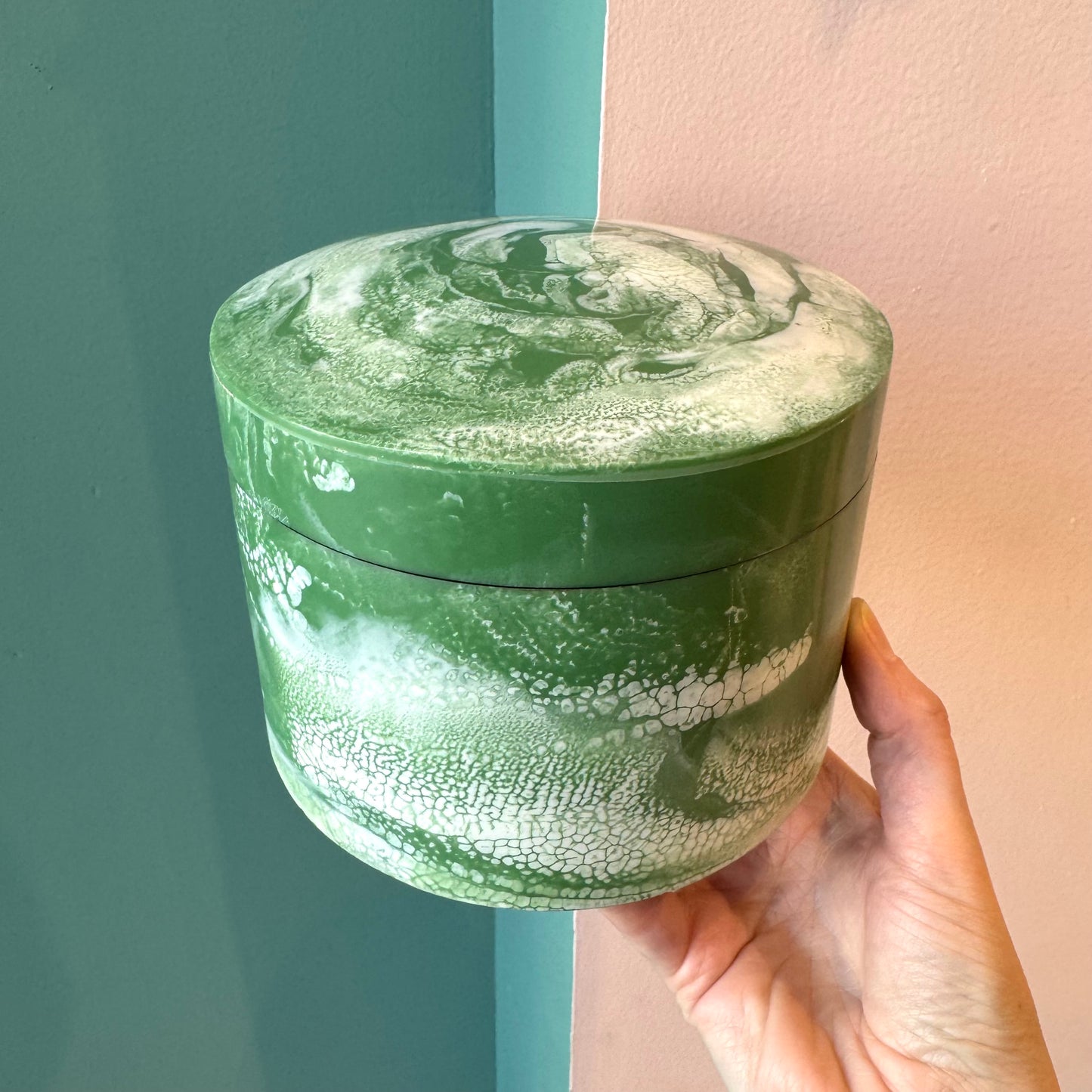 Chunky Circular Green Marbled Resin Box