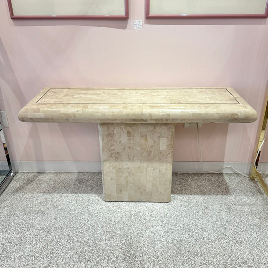 Vintage Maitland Smith Style Tessellated Stone Console Table