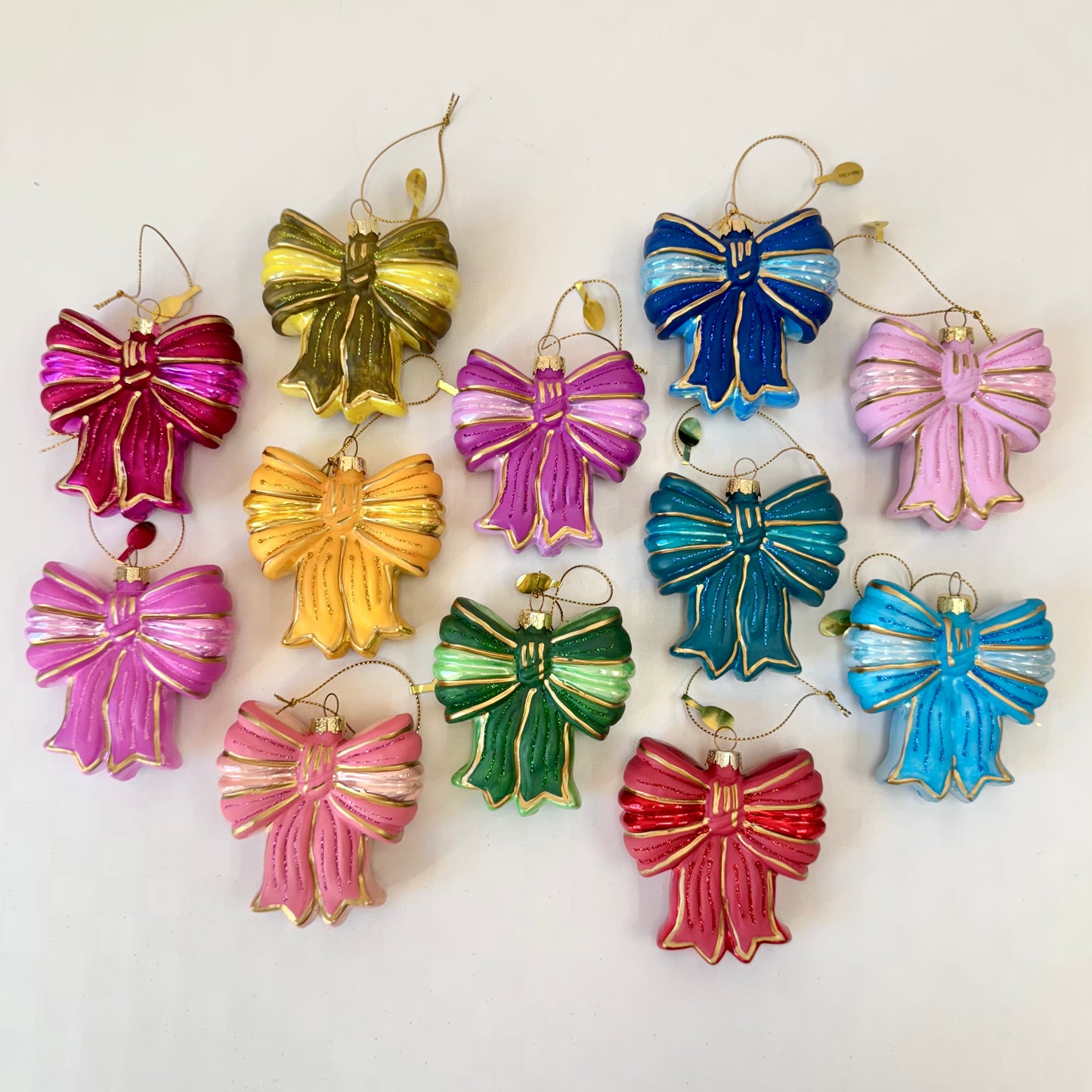 Sparkling Satin Bow Glass Ornament