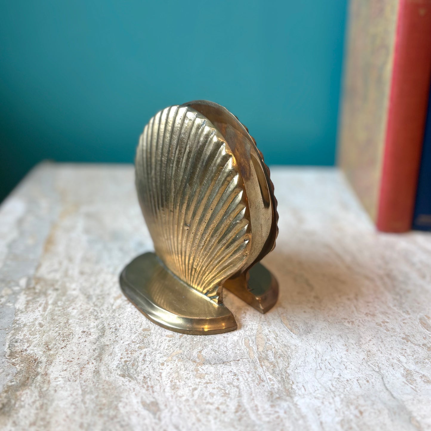 Vintage Brass Clam Shell Bookends