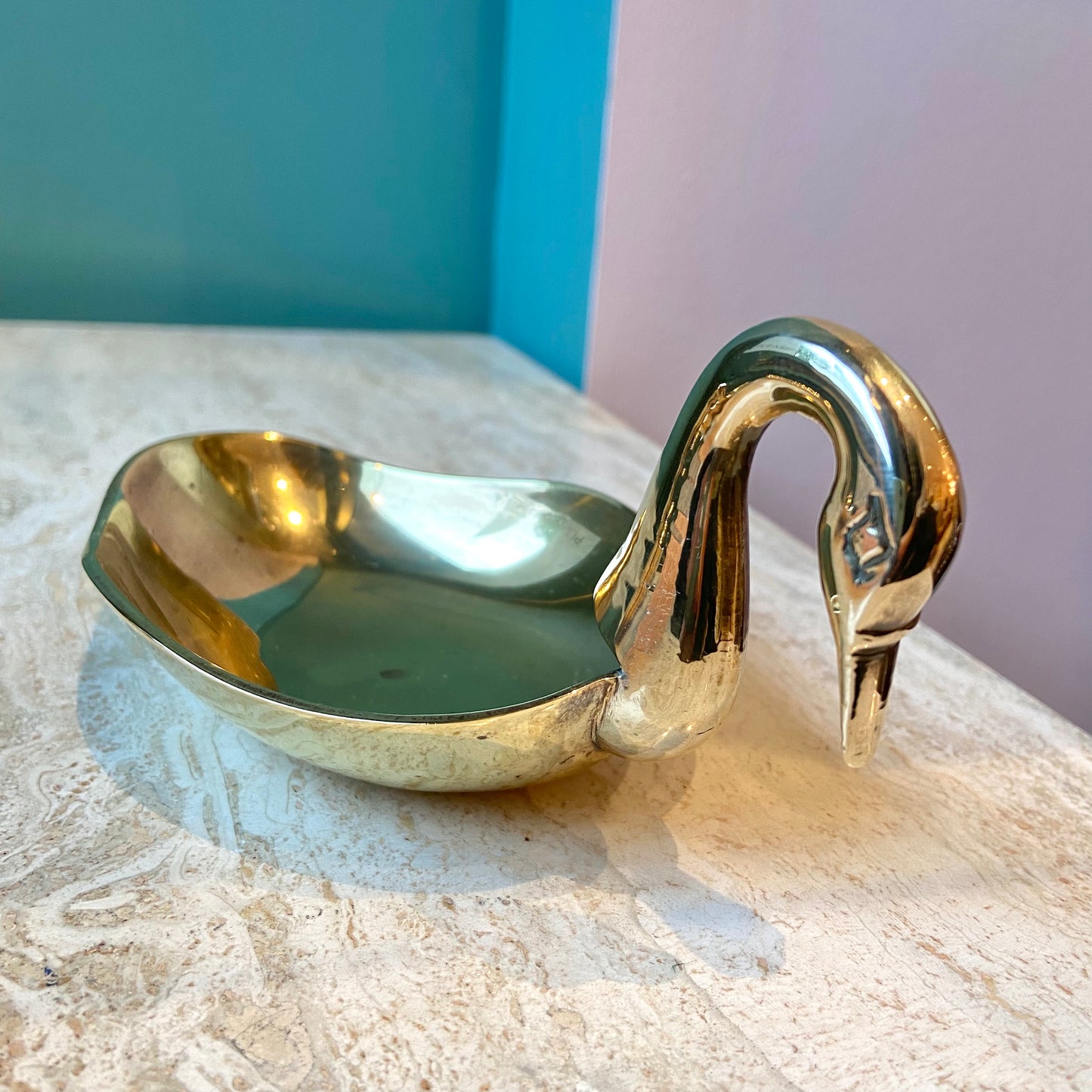 Vintage Brass Swan Trinket/Soap Dish 7”