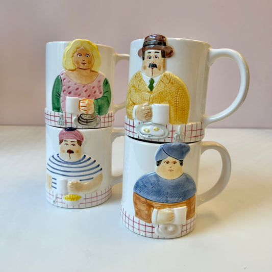 Vintage 1983 “Les Artisans” Character Mugs by Sigma - Set of 4