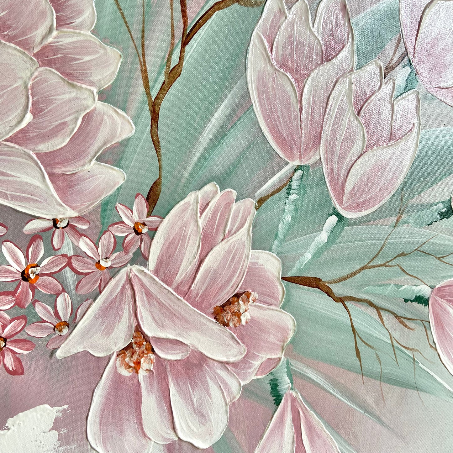 Framed 1980’s Pink Flower Bouquet Giclee by P. Pinault