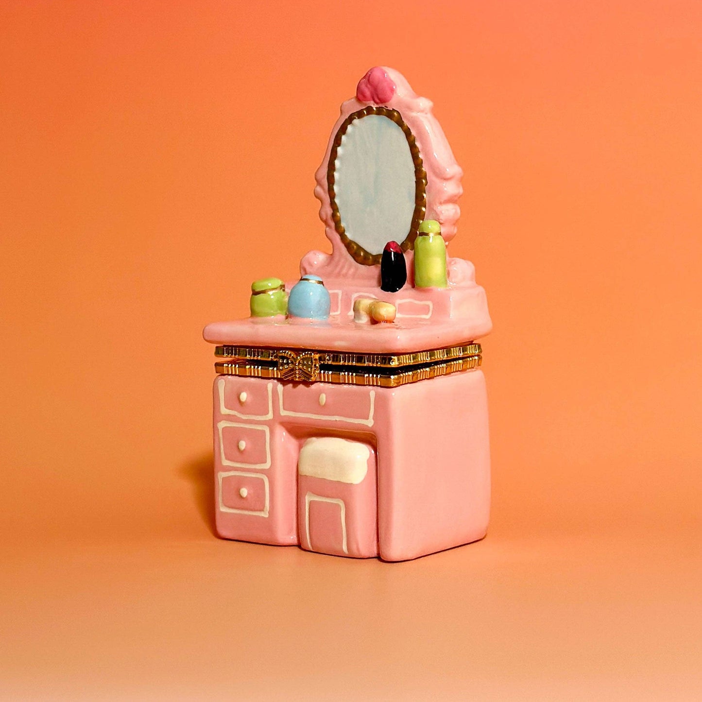 Pink Vanity Dresser Trinket Box