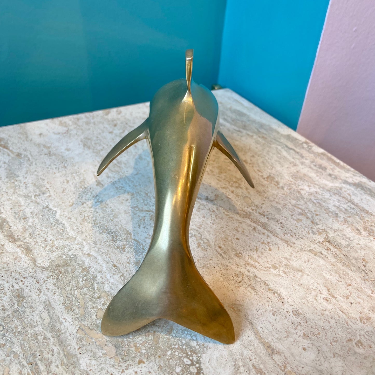 Vintage Brass Dolphin Figurine 7.5”